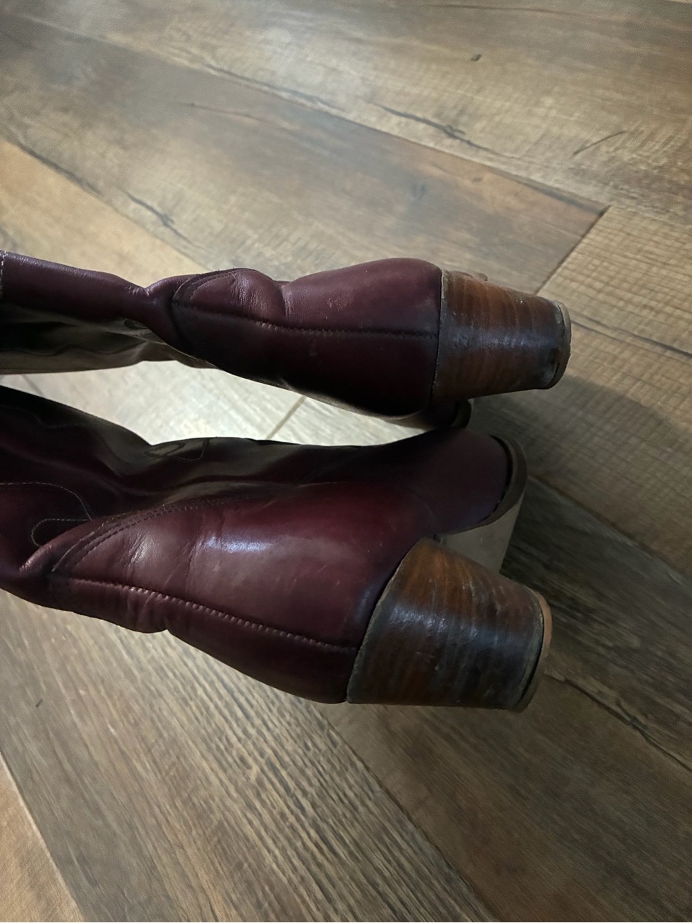 Zodiac Women's Burgundy Leather Cowboy Boots - Picture 4 of 7